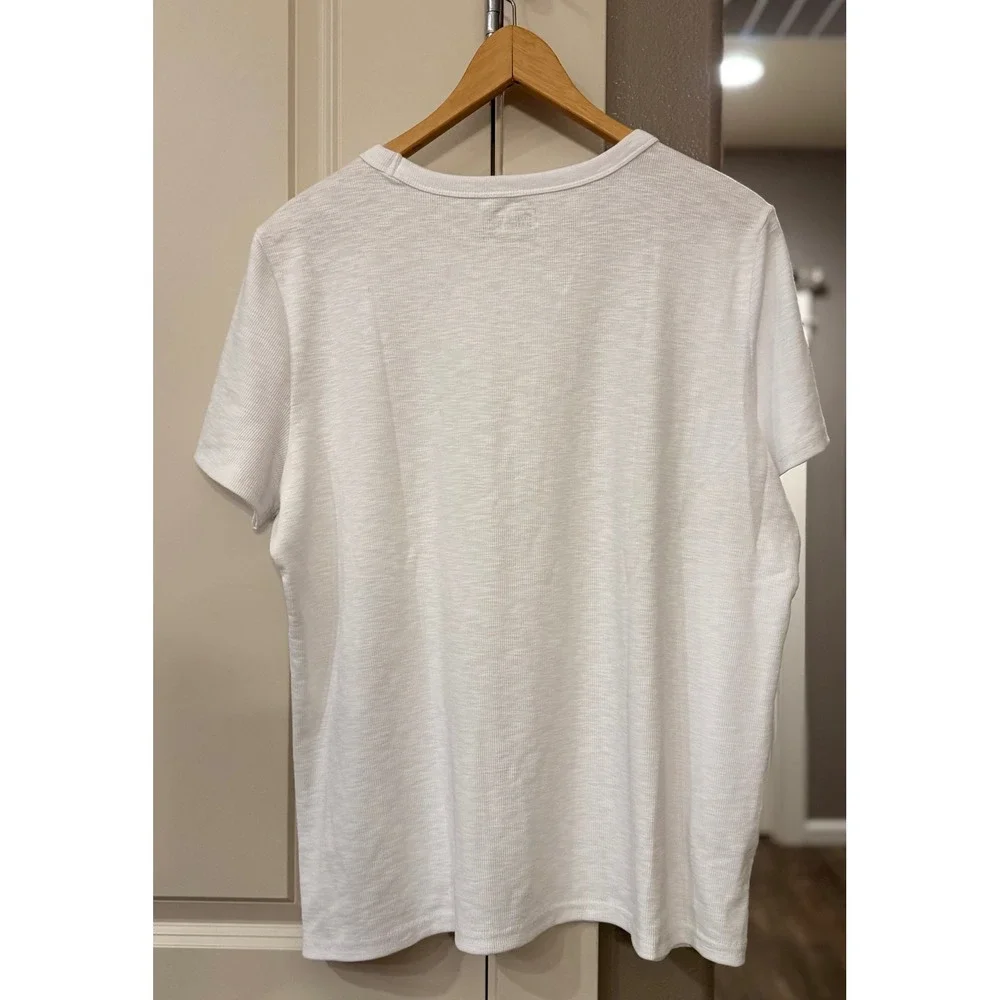 Eddie Bauer Wms White Casual Slub Rib SS 2XLT Top/T-Shirt Gorpcore NWT‎ Tall